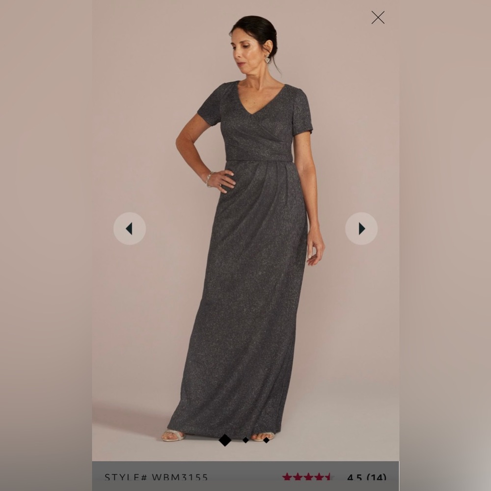 OLEG CASSINI
cap sleeve glitter knit gown with slit